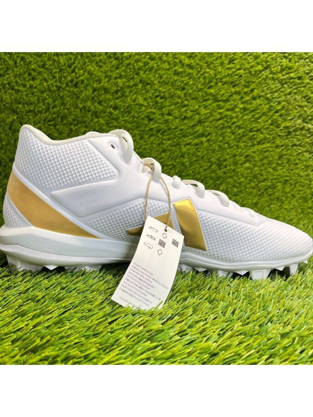Adidas Adizero Impact.2 MD Mens Size 12 White Gold Running Football‎ Cleats